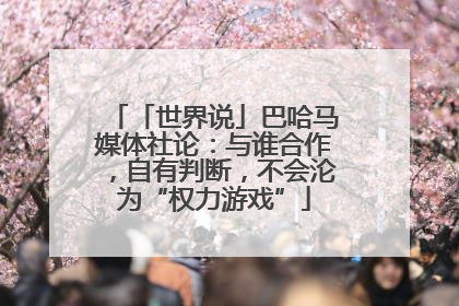 「世界说」巴哈马媒体社论：与谁合作，自有判断，不会沦为“权力游戏”
