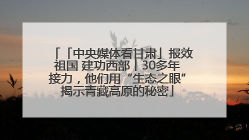 「中央媒体看甘肃」报效祖国 建功西部丨30多年接力，他们用“生态之眼”揭示青藏高原的秘密