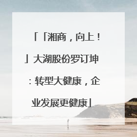 「湘商，向上！」大湖股份罗订坤：转型大健康，企业发展更健康