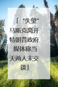 “失望”马斯克离开特朗普政府 媒体称当天两人未交谈