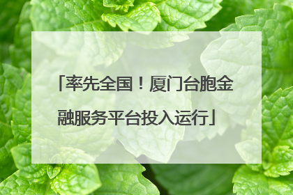 率先全国！厦门台胞金融服务平台投入运行