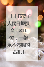 王伟妻子人民日报撰文：81192，一架永不停航的战机