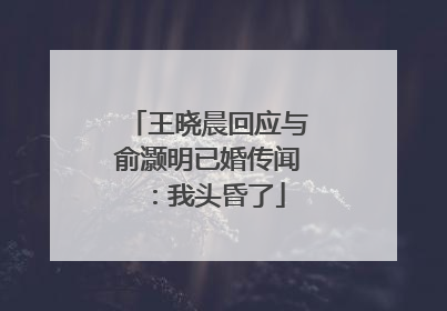 王晓晨回应与俞灏明已婚传闻：我头昏了