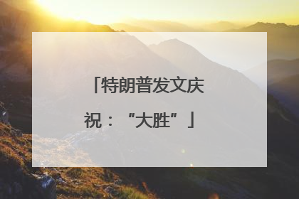 特朗普发文庆祝：“大胜”