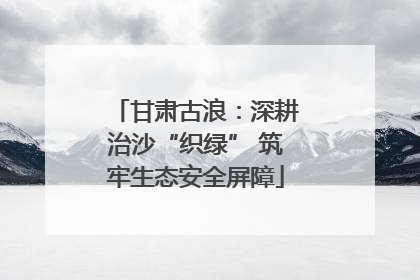 甘肃古浪：深耕治沙“织绿” 筑牢生态安全屏障