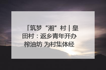 筑梦“湘”村｜皇田村：返乡青年开办榨油坊 为村集体经济“加油”