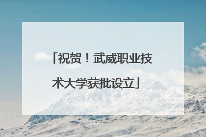 祝贺！武威职业技术大学获批设立