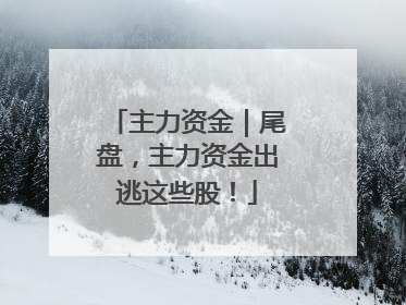 主力资金｜尾盘，主力资金出逃这些股！