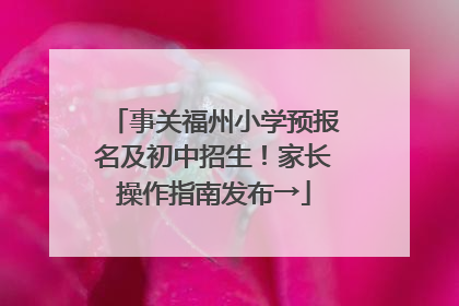 事关福州小学预报名及初中招生！家长操作指南发布→