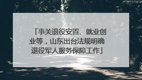 事关退役安置、就业创业等，山东出台法规明确退役军人服务保障工作