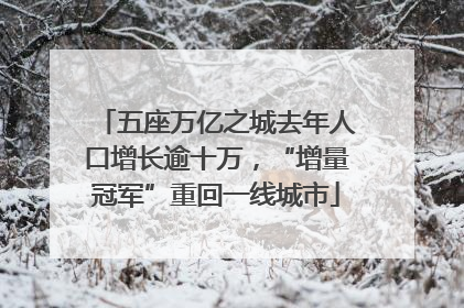 五座万亿之城去年人口增长逾十万，“增量冠军”重回一线城市