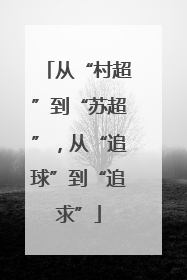 从“村超”到“苏超”，从“追球”到“追求”