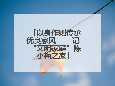 以身作则传承优良家风——记“文明家庭”陈小梅之家