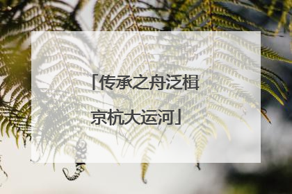 传承之舟泛楫京杭大运河