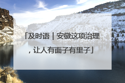 及时语｜安徽这项治理，让人有面子有里子