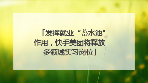 发挥就业“蓄水池”作用，快手美团将释放多领域实习岗位