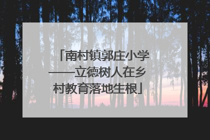 南村镇郭庄小学——立德树人在乡村教育落地生根