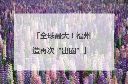 全球最大！福州造再次“出圈”