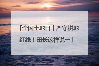 全国土地日丨严守耕地红线！田长这样说→