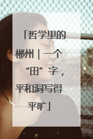 哲学里的郴州｜一个“田”字，平和洞写得平旷