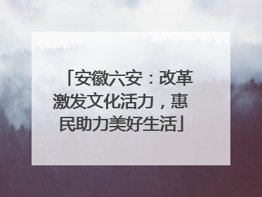 安徽六安：改革激发文化活力，惠民助力美好生活