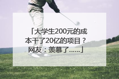 大学生200元的成本干了20亿的项目？网友：羡慕了……