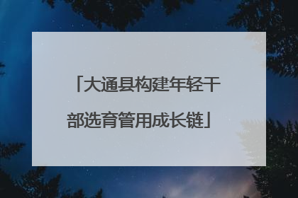 大通县构建年轻干部选育管用成长链