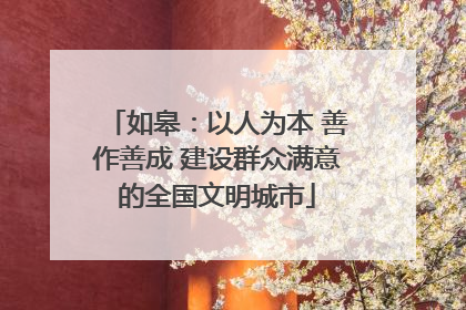 如皋：以人为本 善作善成 建设群众满意的全国文明城市