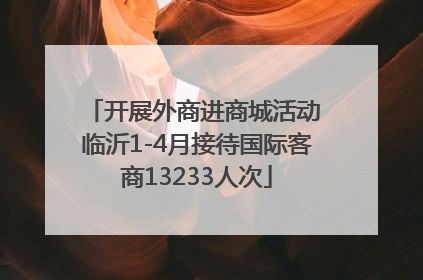 开展外商进商城活动 临沂1-4月接待国际客商13233人次