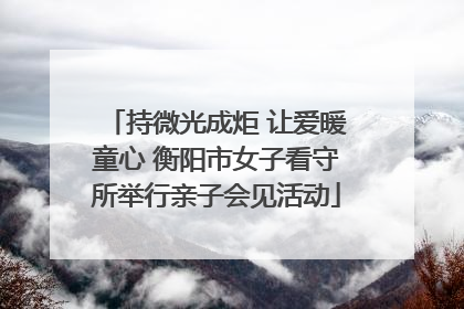 持微光成炬 让爱暖童心 衡阳市女子看守所举行亲子会见活动