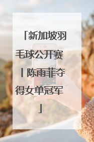新加坡羽毛球公开赛丨陈雨菲夺得女单冠军