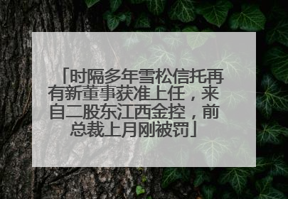 时隔多年雪松信托再有新董事获准上任，来自二股东江西金控，前总裁上月刚被罚