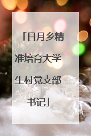 日月乡精准培育大学生村党支部书记
