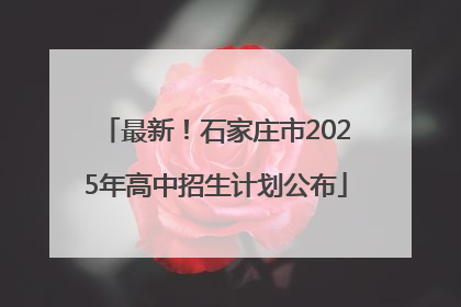 最新！石家庄市2025年高中招生计划公布