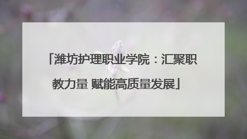 潍坊护理职业学院：汇聚职教力量 赋能高质量发展