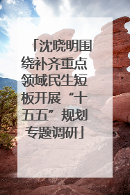 沈晓明围绕补齐重点领域民生短板开展“十五五”规划专题调研