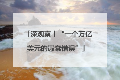 深观察丨“一个万亿美元的愚蠢错误”