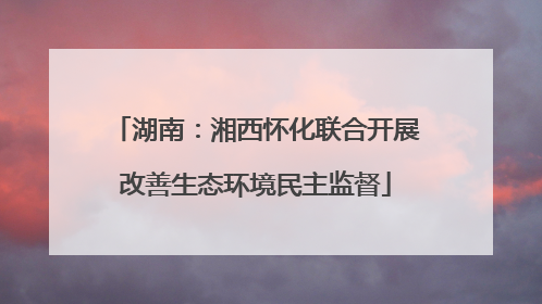 湖南：湘西怀化联合开展改善生态环境民主监督