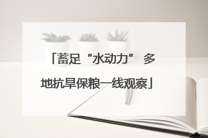 蓄足“水动力” 多地抗旱保粮一线观察