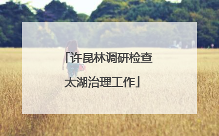 许昆林调研检查太湖治理工作