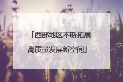 西部地区不断拓展高质量发展新空间