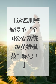 这名刑警被授予“全国公安系统二级英雄模范”称号！