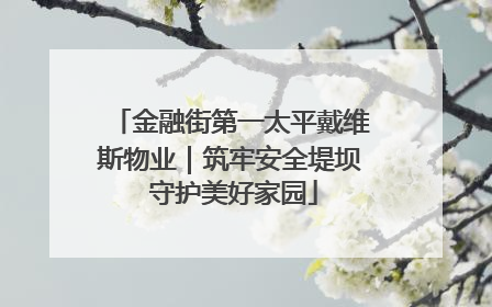 金融街第一太平戴维斯物业｜筑牢安全堤坝 守护美好家园