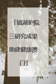 镜湖护院三研究成果助建健康澳门