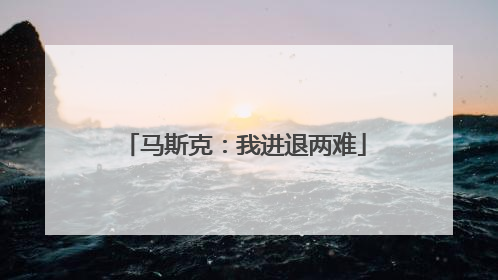 马斯克：我进退两难